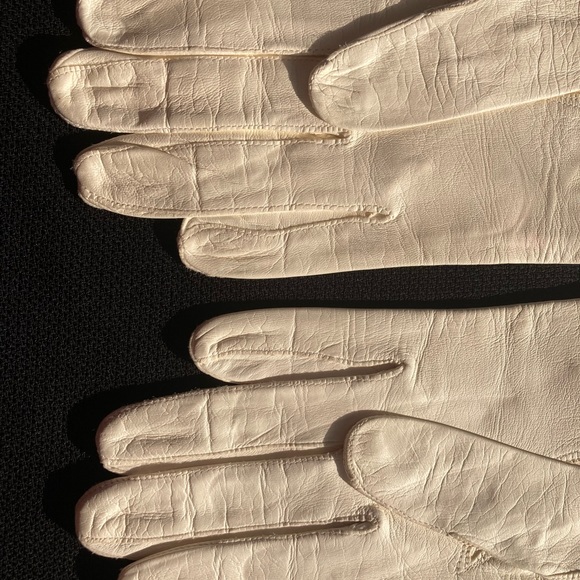 VTG Leather Gloves Italian Made by Anticoli Off White Size 7 - Picture 2 of 16